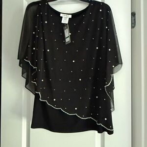 Chaus Black Asymmetrical Embellished Tunic